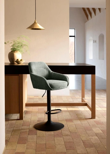 Hoker Avola zielony tapicerowany do kuchni regulowany z oparciem