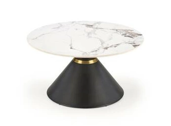 Stolik kawowy Javin M okrągły biały marmur 80 cm nowoczesny glamour do salonu Intesi