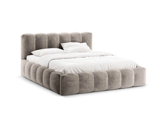 Łóżko tapicerowane Lupine Cappuccino Chenille 200x200 z pojemnikiem do sypialni glamour