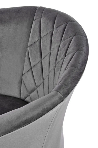 Krzesło tapicerowane Auger szare welurowe z podłokietnikami do jadalni glamour Intesi