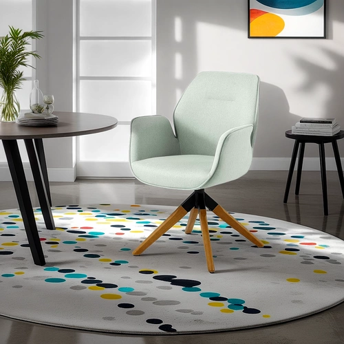 Krzesło obrotowe tapicerowane Aura Actona skandynawskie do salonu z podłokietnikami szare