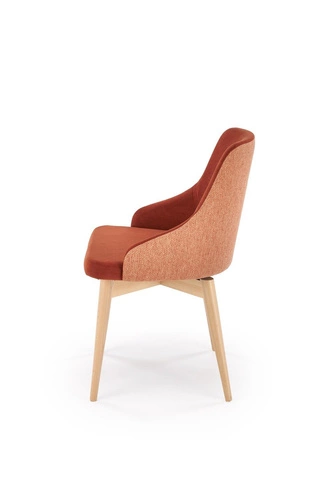 Krzesło do jadalni Jurneya Intesi tapicerowane obrotowe z podłokietnikami cynamonowe drewniane