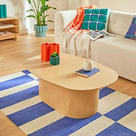 Stolik kawowy owalny Lee naturalny nowoczesny skandynawski do salonu 100x70 cm Atmosphera