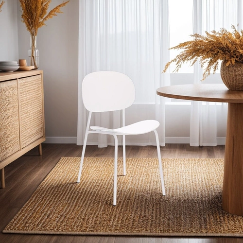 Krzesło do jadalni Nube Intesi białe z tworzywa i metalu łatwe czyszczenie styl nowoczesny