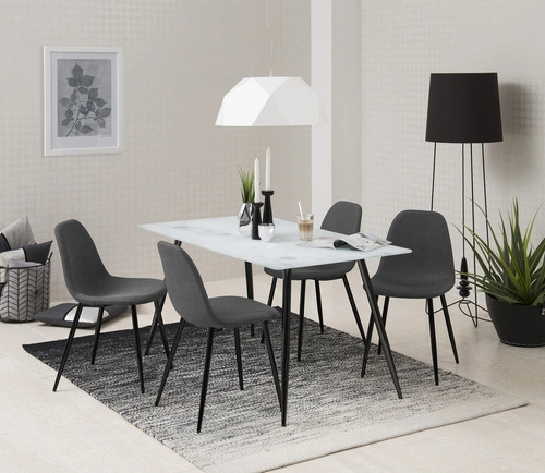 Krzesło tapicerowane Wilma Grey Actona do jadalni nowoczesne szare na czarnych nogach