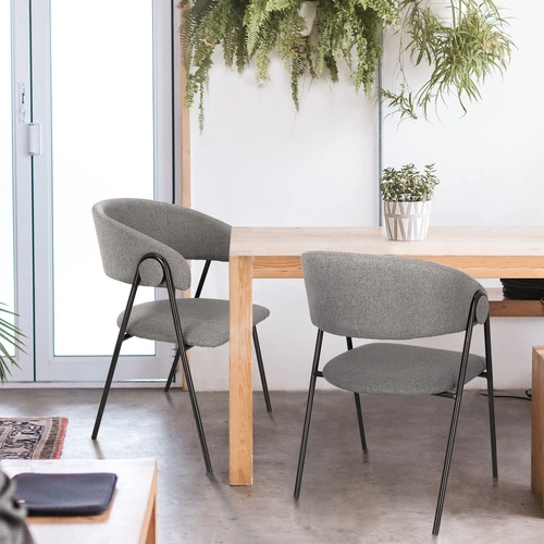 Krzesło tapicerowane Larisa szare z podłokietnikami loftowe do jadalni i kuchni Intesi