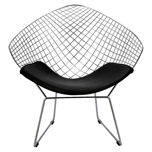 Krzesło do jadalni HarryArm inspirowane Diamond Armchair srebrne metalowe z podłokietnikami