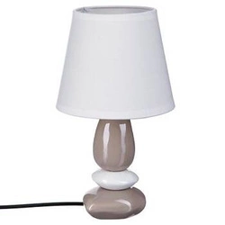 Lampa Luis ceramiczna beżowo-biała, kremowy klosz
