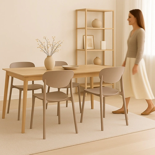 Krzesło Plasta taupe z tworzywa do jadalni i kuchni nowoczesne