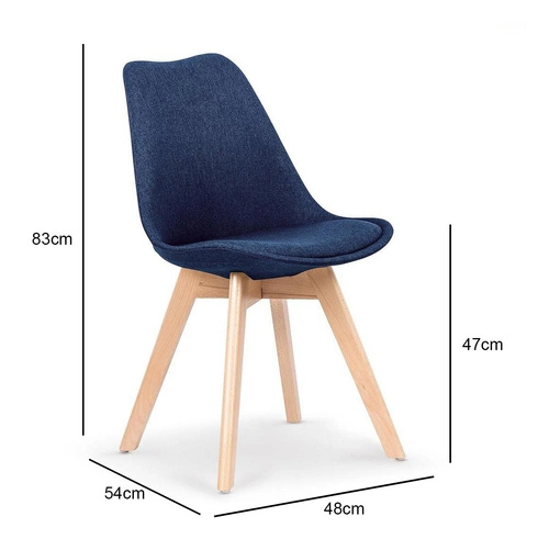 Krzesło do jadalni Dimi granatowe tapicerowane skandynawskie drewniane buk Intesi