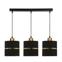 Lampa wisząca Assam czarna złota 3-punktowa do salonu i jadalni regulowana CANDELLUX