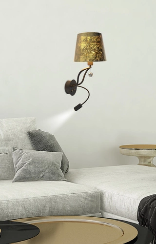 Kinkiet Saria 1x6W E14 led+8W LED czarno złoty 3000K