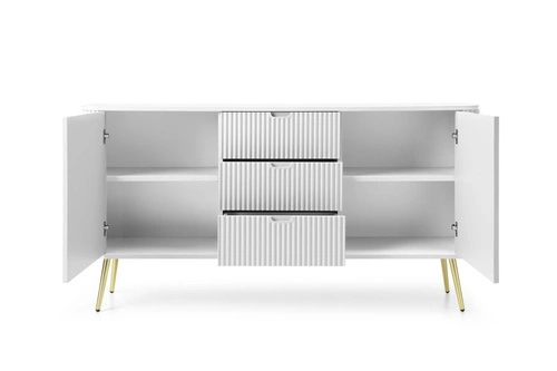 Komoda Seda biała z szufladami na złotych nogach 168 cm nowoczesna glamour do salonu Intesi
