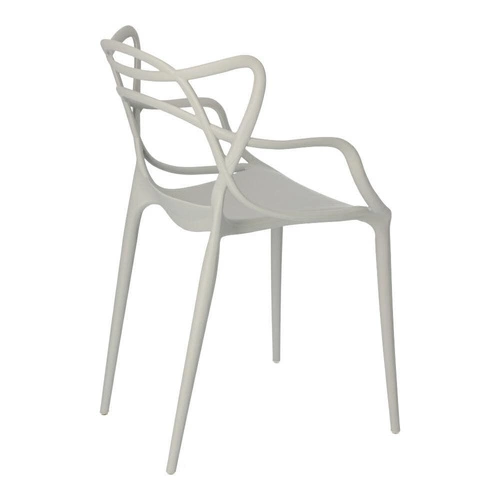 Krzesło do jadalni Lexi szare inspirowane Master chair nowoczesne, sztaplowane, z podłokietnikami