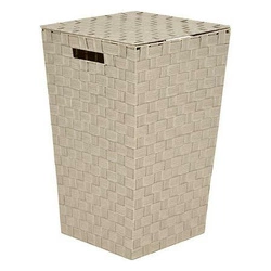 Kosz na pranie do łazienki Lise beżowy nowoczesny z pokrywą i uchwytami 5five simply smart