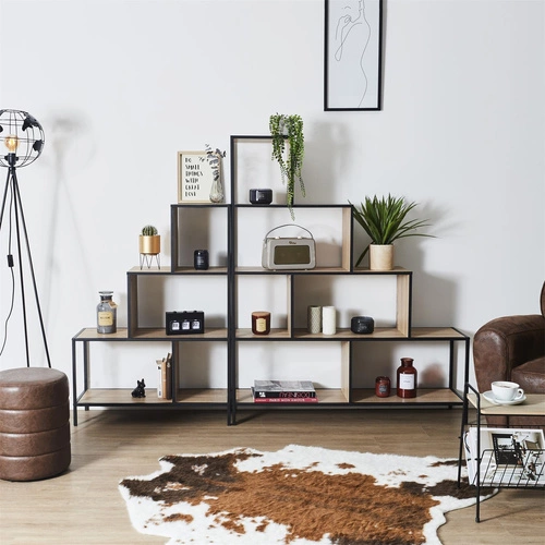 Regał schodkowy Edison industrialny metalowy na książki do salonu i sypialni 120 cm Intesi