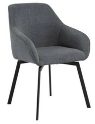 Krzesło tapicerowane Clara Actona szare do jadalni z podłokietnikami na metalowych nogach