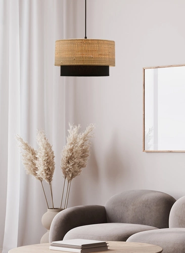 Lampa wisząca Ritana 25 czarny 1x60 E27 abażur beżowy+czarny