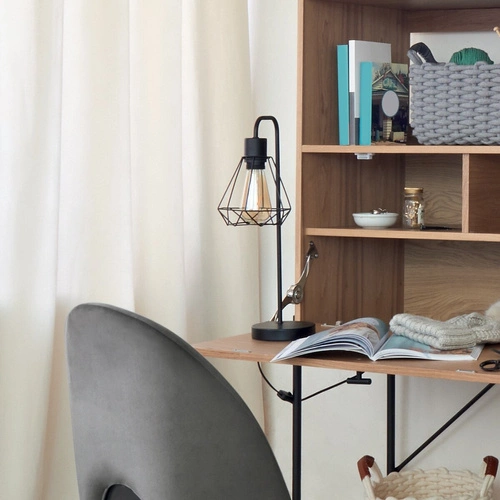 Lampka nocna Flave czarna metalowa industrialna do sypialni i salonu Atmosphera 46 cm