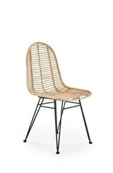 Krzesło rattanowe Oregon Intesi do jadalni i salonu boho na metalowych nogach czarne