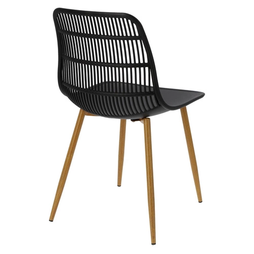 Krzesło do jadalni i kuchni Klaus Simplet czarne ażurowe z tworzywa na metalowych nogach