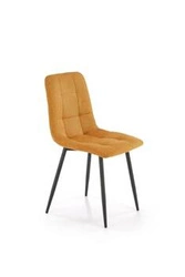 Krzesło tapicerowane Fime Intesi musztardowe do jadalni nowoczesne na czarnych nogach