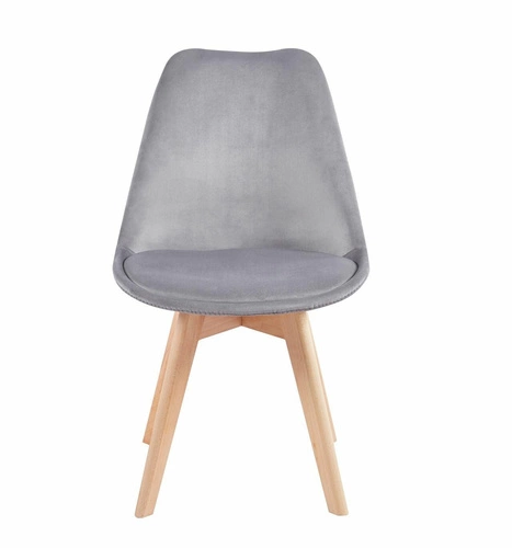 Krzesło do jadalni Bess Velvet szare tapicerowane welur skandynawskie z drewnianymi nogami Intesi