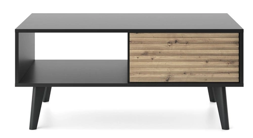 Stolik kawowy Tanga prostokątny czarny z szufladą nowoczesny industrialny do salonu Intesi