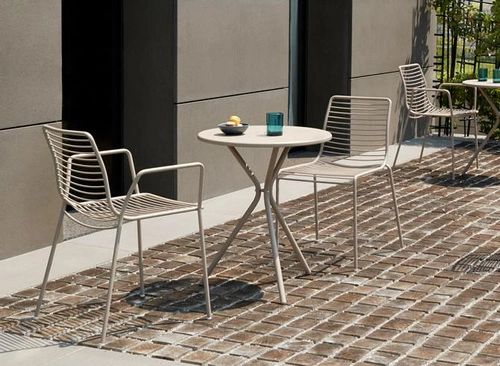 Stolik Leo okrągły biały metalowy na taras i do kawiarni 60 cm