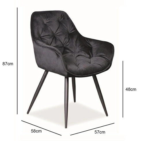 Krzesło tapicerowane Cheer Velvet czarne do jadalni i salonu welurowe z podłokietnikami Intesi