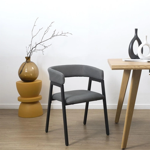 Krzesło tapicerowane Craft Intesi szare z podłokietnikami do jadalni kuchni nowoczesne