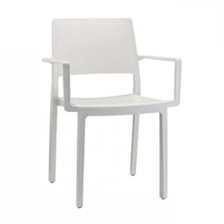 Krzesło ogrodowe Kate SCAB Design białe z tworzywa sztaplowane z podłokietnikami łatwe czyszczenie