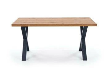 Stół rozkładany do jadalni Rivier dąb artisan czarny nowoczesny blat fornir metal Intesi 160 cm