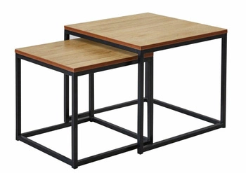 Zestaw 2 kwadratowych stolików kawowych Davina dąb naturalny loft do salonu Intesi