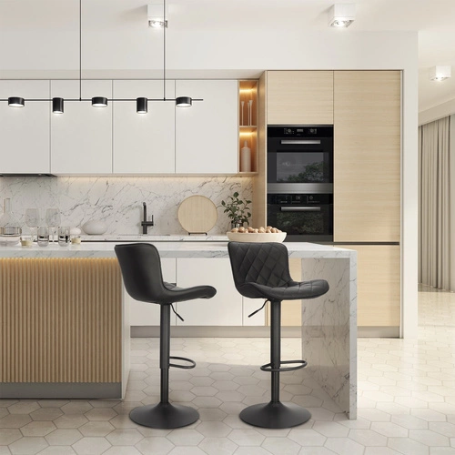 Hoker Aland czarny nowoczesny z oparciem obrotowy regulowany do kuchni i wyspy Intesi