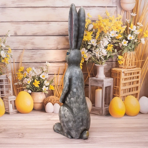 Intesi figurka wielkanocna zając wysoki 81cm szary dekoracja do salonu i na stół nowoczesna