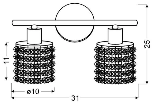 Lampa sufitowa Royal listwa 2x40W G9 chrom+kryształki