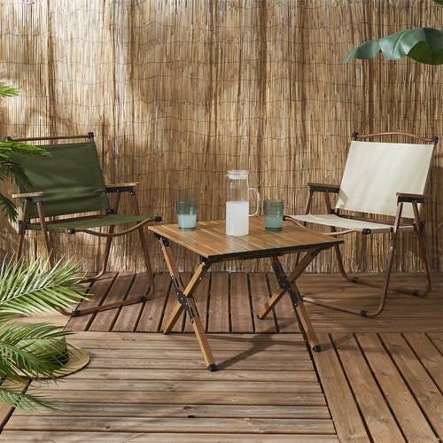 Stolik kawowy Mariposa składany kwadratowy nowoczesny brązowy do ogrodu i na balkon Intesi