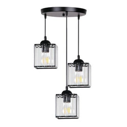 Lampa wisząca Glassia talerz czarny 3x40 E27 klosz czarny+kryształy bezbarwne