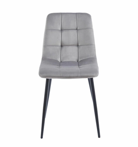 Krzesło do jadalni Caro Velvet Intesi szare tapicerowane welur nowoczesne pikowane czarne nogi