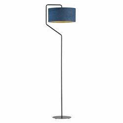 Lampa podłogowa do salonu TESALLIA GOLD niebieska glamour z welurowym abażurem Lysne 156 cm