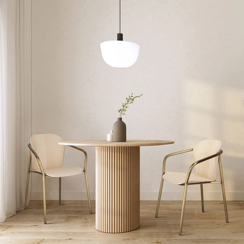 Krzesło do jadalni Finn drewniane z podłokietnikami na złotych nogach nowoczesne SCAB Design