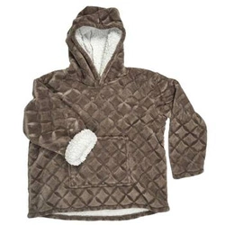 Bluzo koc z kapturem Intesi brązowy ciepły koc do salonu i sypialni