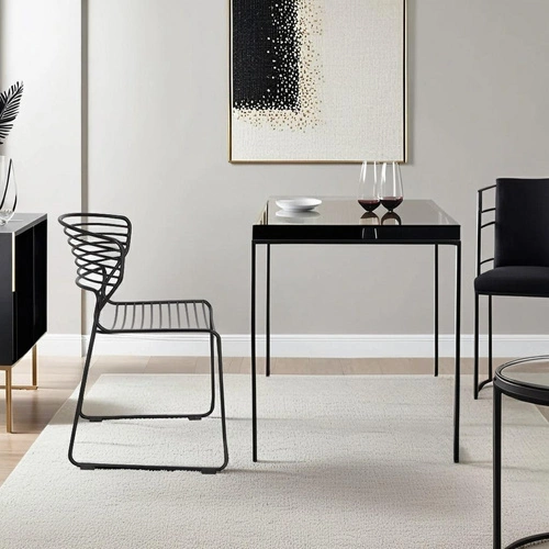 Krzesło Hilly czarne metalowe do jadalni i kuchni nowoczesne na płozach Intesi