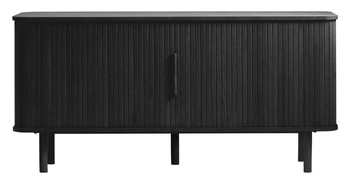 Komoda ryflowana Vocan czarny dąb 160 cm nowoczesna na nóżkach do salonu