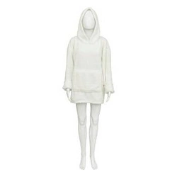 Koc z rękawami i kapturem Teddy biały ciepły bluzo koc na kanapę Atmosphera