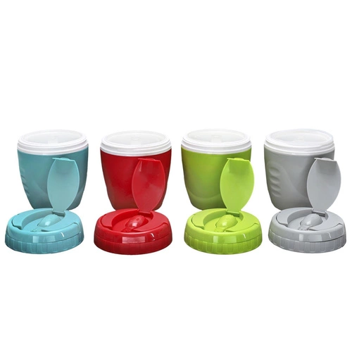 Lunchbox Travel Intesi okrągły czerwony z pokrywką i łyżką do pracy lub szkoły 16,5 cm