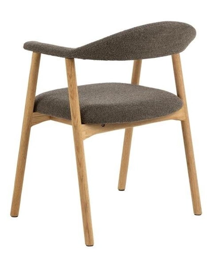 Krzesło do jadalni tapicerowane boho Addi Actona brązowe dąb z podłokietnikami