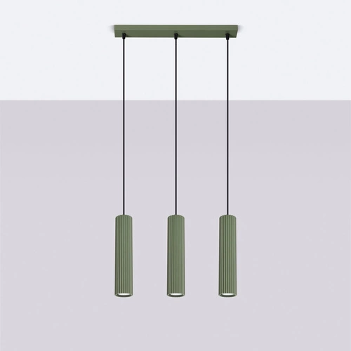 Lampa wisząca KARBON 3L zielona oliwka