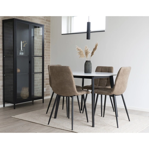 Krzesło tapicerowane Middelfart Intesi do jadalni i kuchni loftowe brązowe z czarnymi nogami